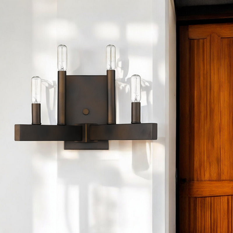 Four Light Metal Vintage Wall Sconce - Bronze