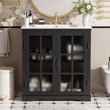 Load image into Gallery viewer, Modern Bathroom Vanity With Ceramic Sink, Tempered Blurred Glass Doors
