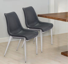 Load image into Gallery viewer, Upholstered Faux Leather Dining Side Chairs (Set of 2) - Black / Silver
