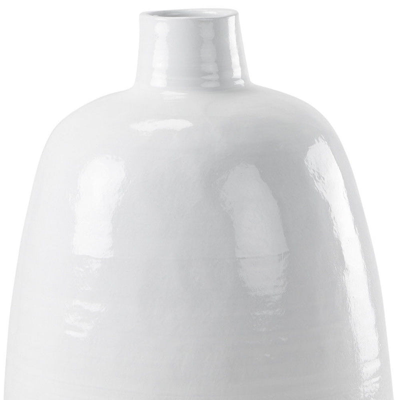 Block Round Floor Vase - White / White