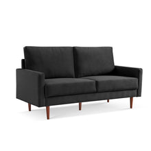 Load image into Gallery viewer, Velvet Sofa With Dark Brown Legs - Black
