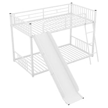 Load image into Gallery viewer, Metal Bunk Bed with Slide, Twin over Twin, White
