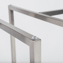 Load image into Gallery viewer, 42" Rounded Glass And Metal Trestle Base Dining Table - Clear
