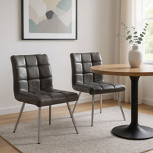 Load image into Gallery viewer, Tufted Faux Leather Dining Side Chairs (Set of 2) - Gray
