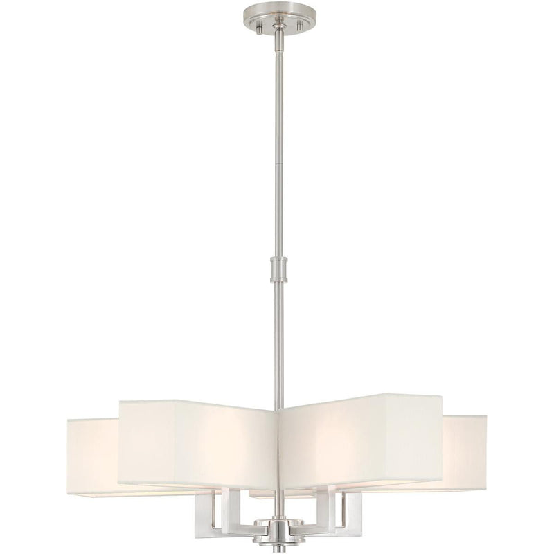 21" Five-Light Dimmable Chandelier With Shades - Nickel