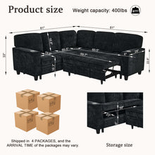 Load image into Gallery viewer, L-Shaped Sofa With Pull Out Sofa Bed With USB
