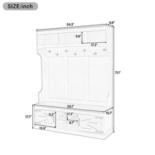 Load image into Gallery viewer, Hall Tree With Bench And Shoe Storage, 5 In 1 Entryway Organizer Cabinet With Coat Rack, 4 Shoe Cubbies &amp; 7 Hooks - White
