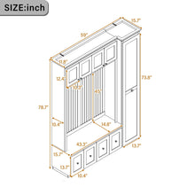 Load image into Gallery viewer, Entryway Hall Tree With Storage Bench, Coat Rack Shoe Bench With Cabinets
