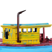 Load image into Gallery viewer, Hand Painted Model Boat - Light Blue / Yellow
