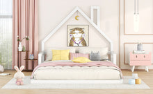 Load image into Gallery viewer, Full Size Wood Floor Bed with House-shaped Headboard, White
