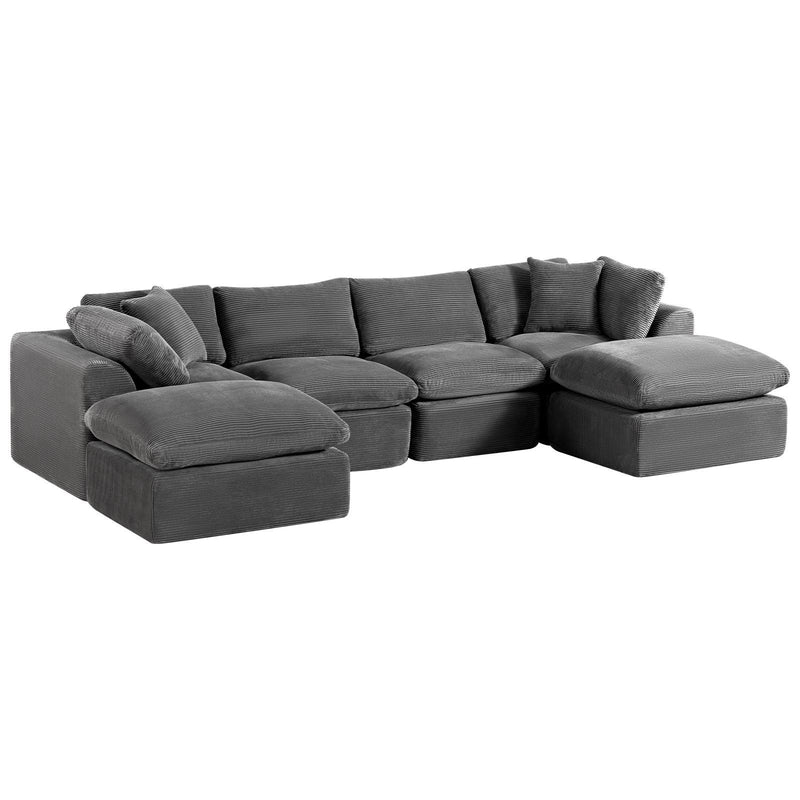 Corduroy Modular Sofa With Ottoman And Toss Pillows (754774) - Dark Gray