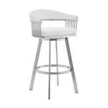 Load image into Gallery viewer, 38" Swivel Low Back Bar Height Bar Chair - White / Silver
