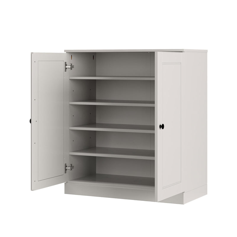 Twenty Pair Solid Woodshoe Storage Cabinet (752370) - Off White