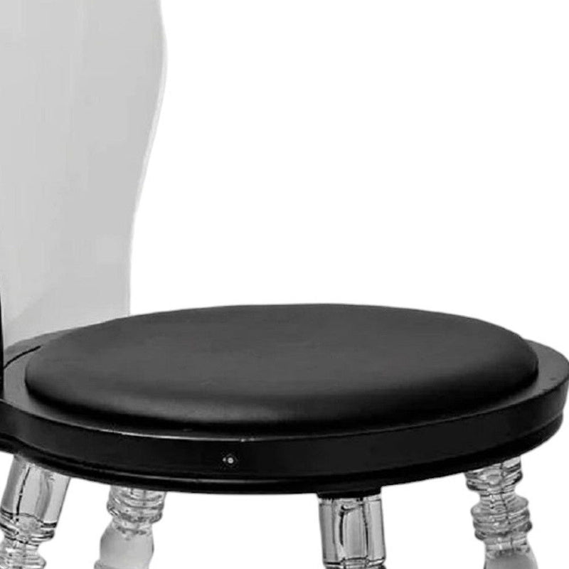 Upholstered Faux Leather Dining Side Chair - Black / Clear