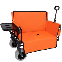 Load image into Gallery viewer, 3 In 1 Folding Wagon With Bench Seat &amp; Rear Mounted Tabletop - Orange
