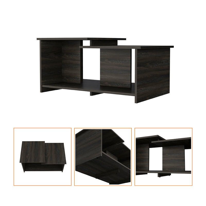 35" Wood Coffee Table With Shelf - Espresso
