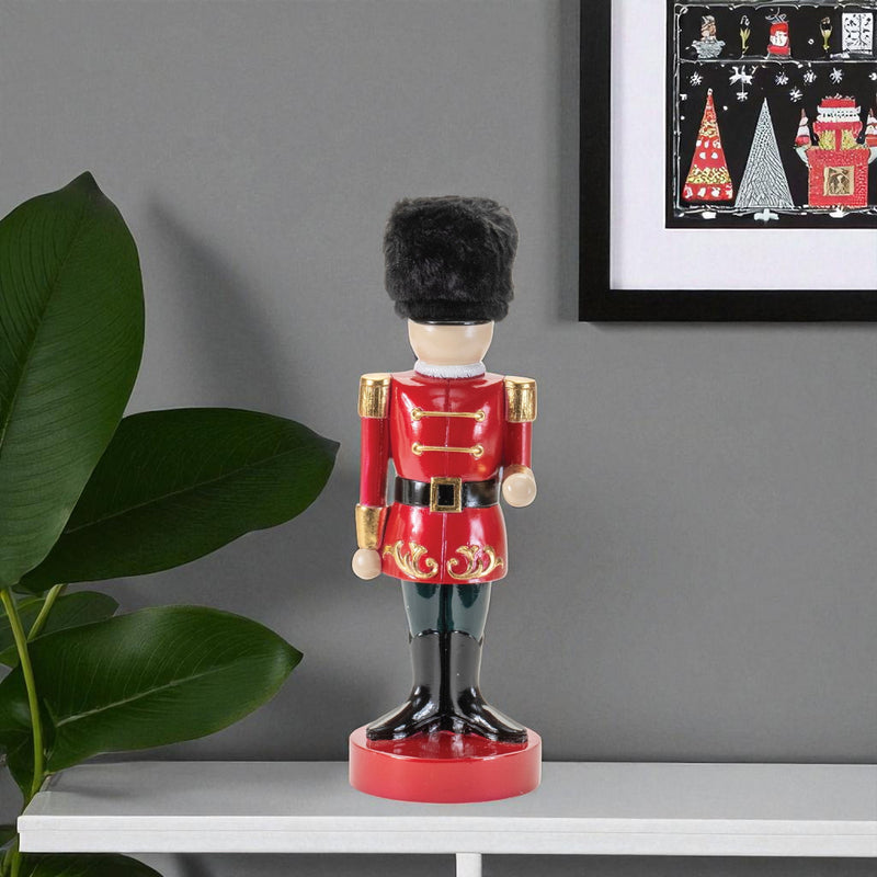 Poly Christmas Nutcracker Figurine - Black / Red