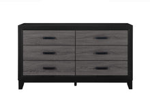 Load image into Gallery viewer, 58" Wood Six Drawer Double Dresser - Black And Gray
