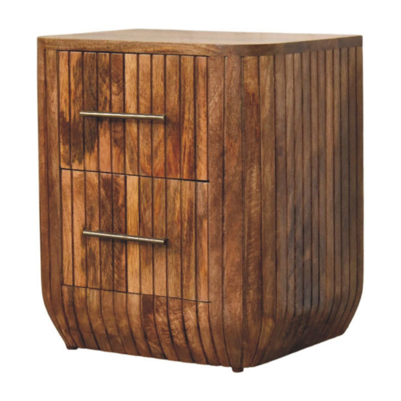 Solid Wood Ribbed Texture Two Drawer Nightstand (738182) - Brown