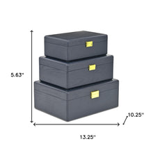 Load image into Gallery viewer, Hand Painted Decorative Box (Set of 3) (718684) - Navy Blue
