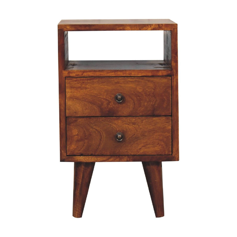 20" Solid Wood Square Two Drawer Nightstand - Brown