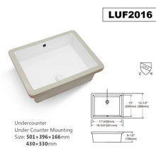 Load image into Gallery viewer, Modern Rectangular Undermount Bathroom Sink With Overflow Ceramic
