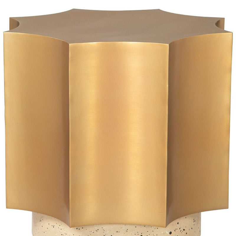 20" Iron Pedestal End Table - Beige