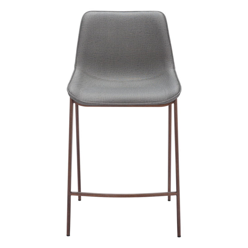 26" Modern Slate Faux Leather And Steel Counter Height Bar Chairs (Set of 2) - Gray