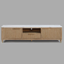 Load image into Gallery viewer, Fluted TV Stand With Accents - Natural Wood / White
