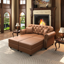 Load image into Gallery viewer, Upholstered Sofa With Nailhead Trim, Rolled Armrests With Ottoman
