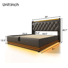 Load image into Gallery viewer, Upholstered Bed, 360 Surround LED Function, Remote Control, Hydraulic Storage Bed With USB, Type-C Charging (Without Mattress)
