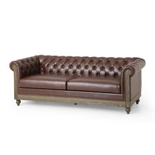 Load image into Gallery viewer, Comfy 3 Seat Sofa With Wooden Legs, Retro Style For Living Room And Study
