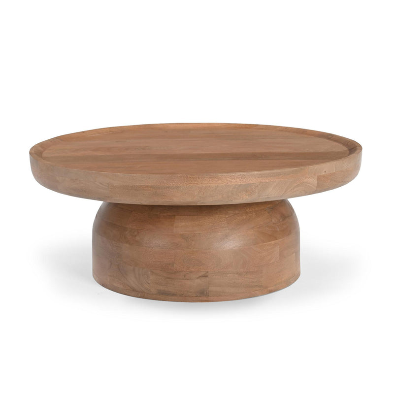 Solid Wood Round Drum Coffee Table - Natural
