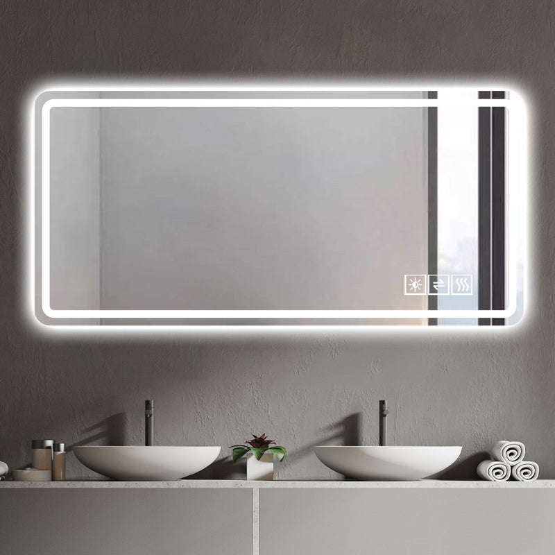 Round Lighted Frameless Bathroom Vanity Mirror - Silver