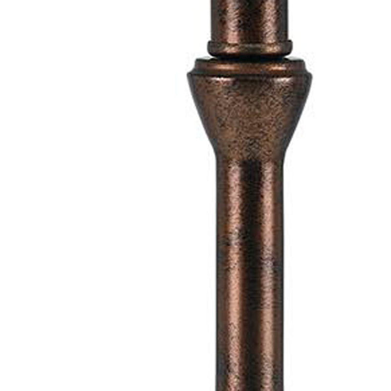 Metal Round Table Lamp With White Drum Shade - Rust