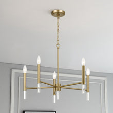 Load image into Gallery viewer, Courtyard - 5 Light Candle Chandelier - Clear / Gold
