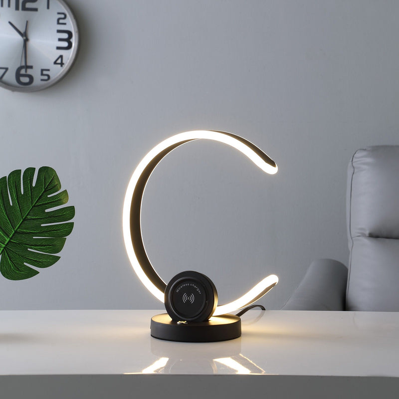 Contempo Shape LED With USB Desk or Table Lamp - Black