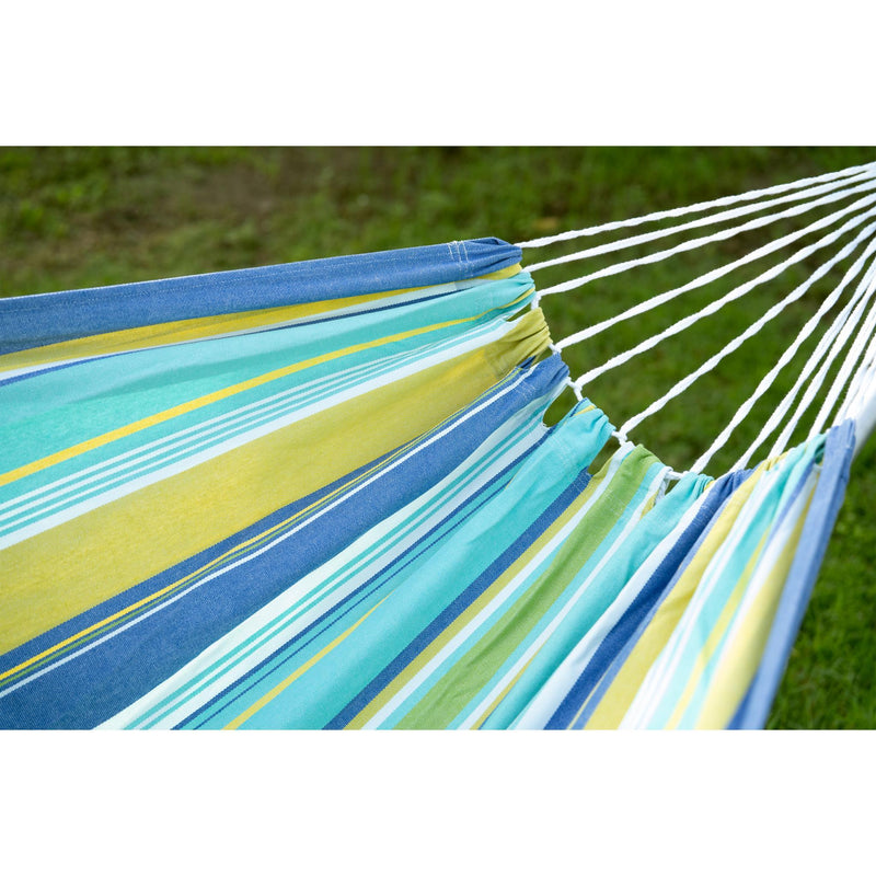 Striped Single Spreader Bar Hammock - Blue Green And Yellow
