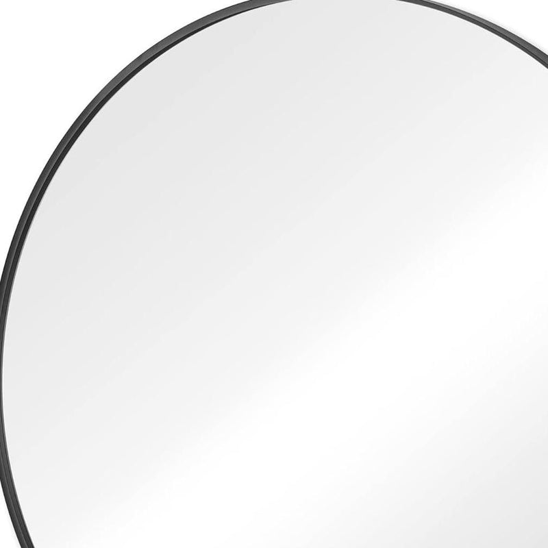 24'' Metal Round Framed Bathroom Vanity Mirror - Black