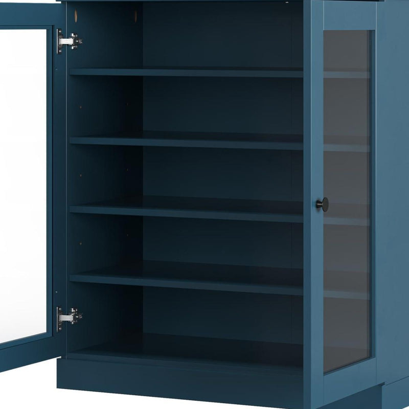 Twenty Pair Solid Woodshoe Storage Cabinet (752334) - Teal Blue