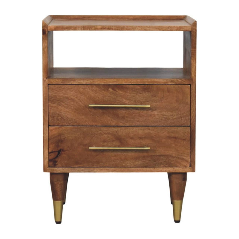 Solid Wood Two Drawer Nightstand (755322) - Brown