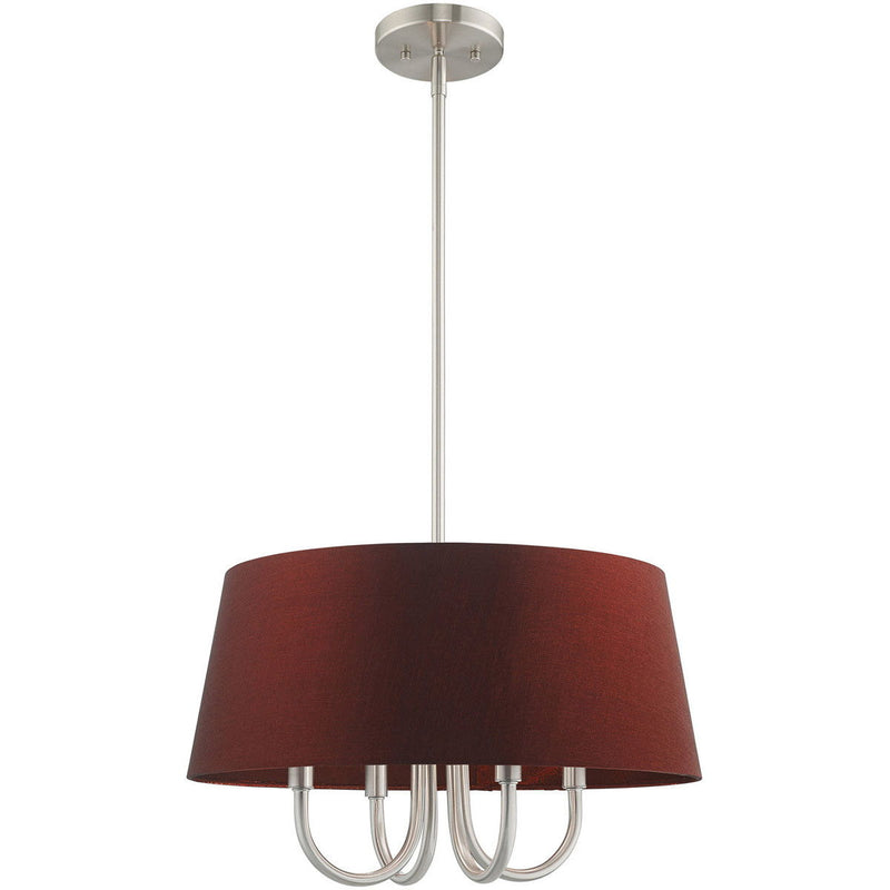 20" Four Light Dimmable Chandelier With Shades - Nickel