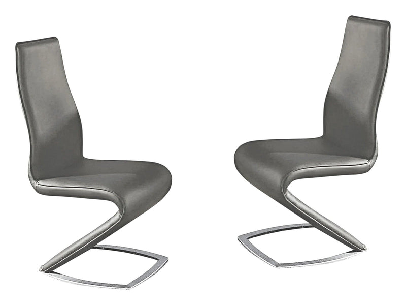 Dining Side Chairs Upholstered Faux Leather (Set of 2) - Silver / Gray