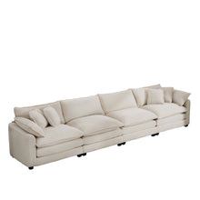 Load image into Gallery viewer, Modern Upholstered 4 Seater Fabric Sofa With Arm And Throw Pillows
