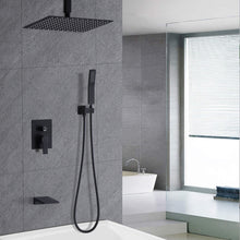 Load image into Gallery viewer, Contemporary Shower System With 12" Rainfall Head And Handheld Spray, Wall Mounted
