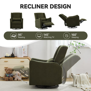 Wide Wingback Swivel Rocker Recliner Chair For Living Room