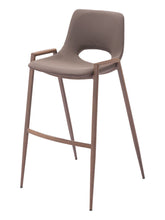 Load image into Gallery viewer, 30" Modern Faux Leather And Steel Low Back Bar Height Bar Chairs (Set of 2) - Brown
