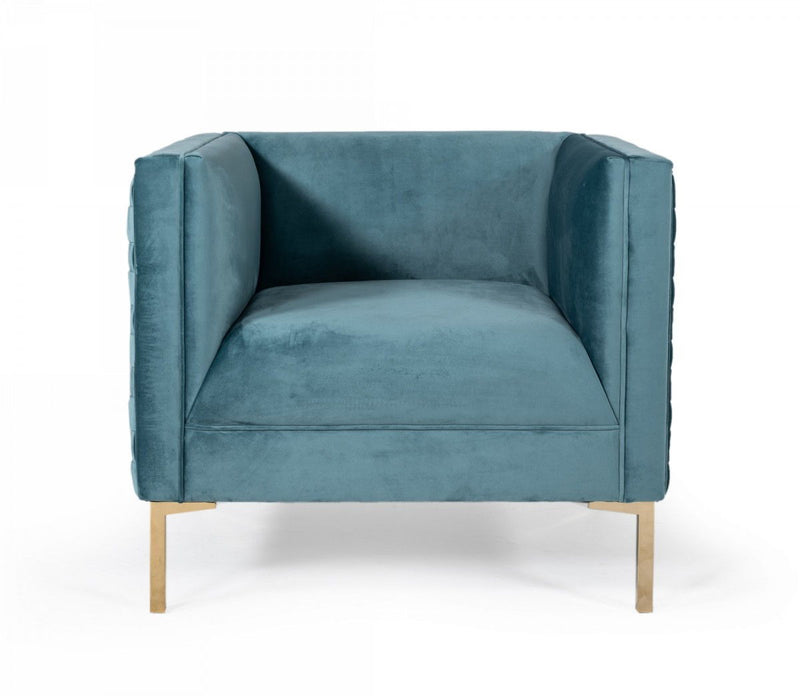 Woven Velvet Arm Chair - Teal And Gold