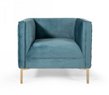Load image into Gallery viewer, Woven Velvet Arm Chair - Teal And Gold
