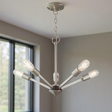 Load image into Gallery viewer, Five-Light 18'' Dimmable Chandelier With Shades - Nickel
